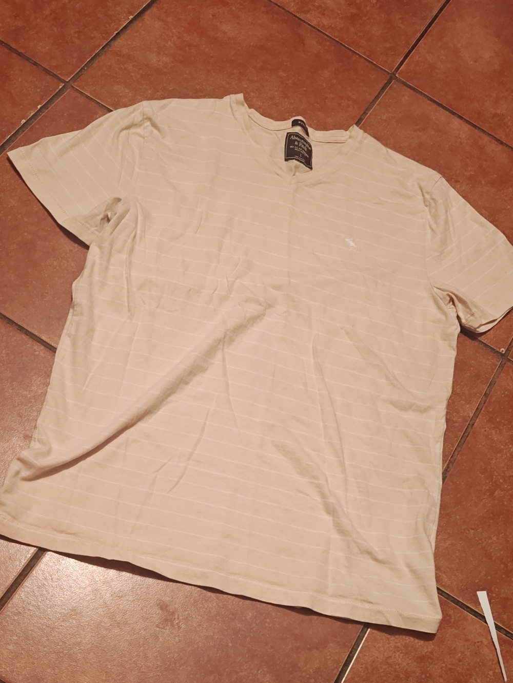 Abercrombie & Fitch Cream Striped Short-Sleeve Tee
